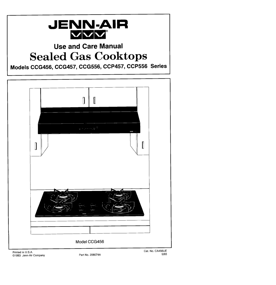 Jenn-Air CCG456 manual Jenn-Air, Sealed Gas Cooktops, Use and Care Manual 