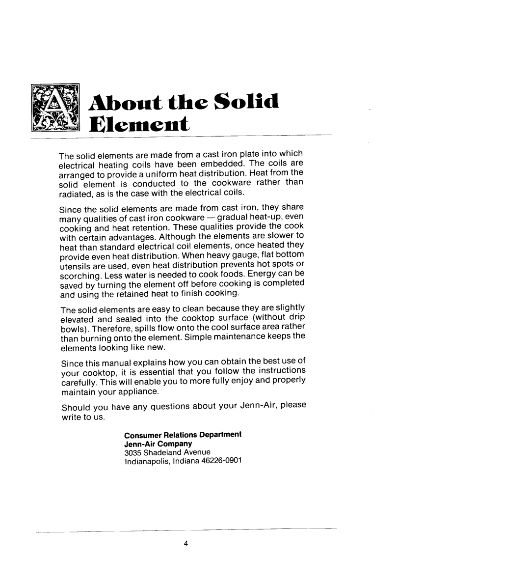 Jenn-Air CCS446 manual About the Solid Element 