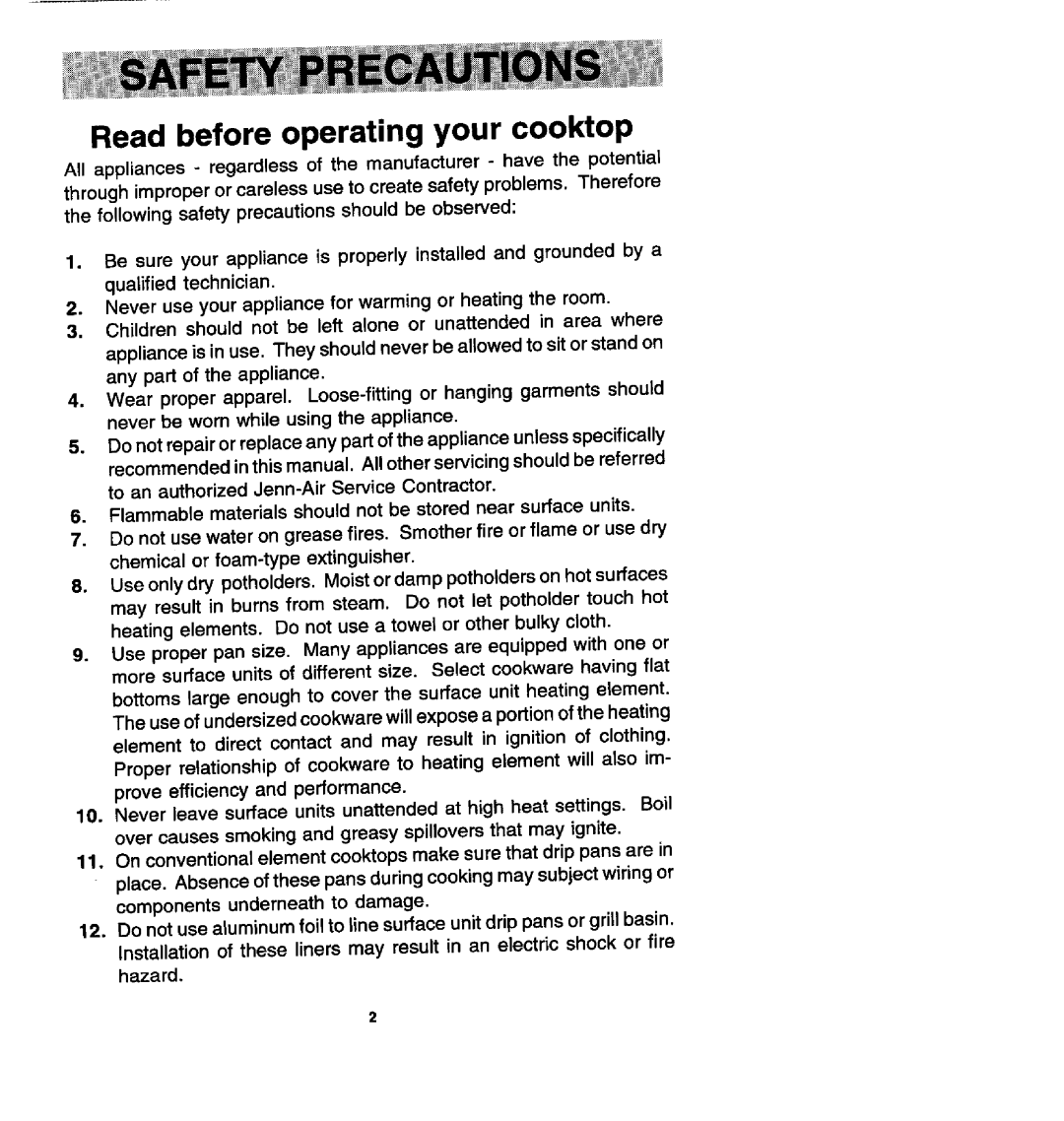 Jenn-Air CVEX4370, CVEX4270, CVEX4100 manual Read before operatingyour cooktop 