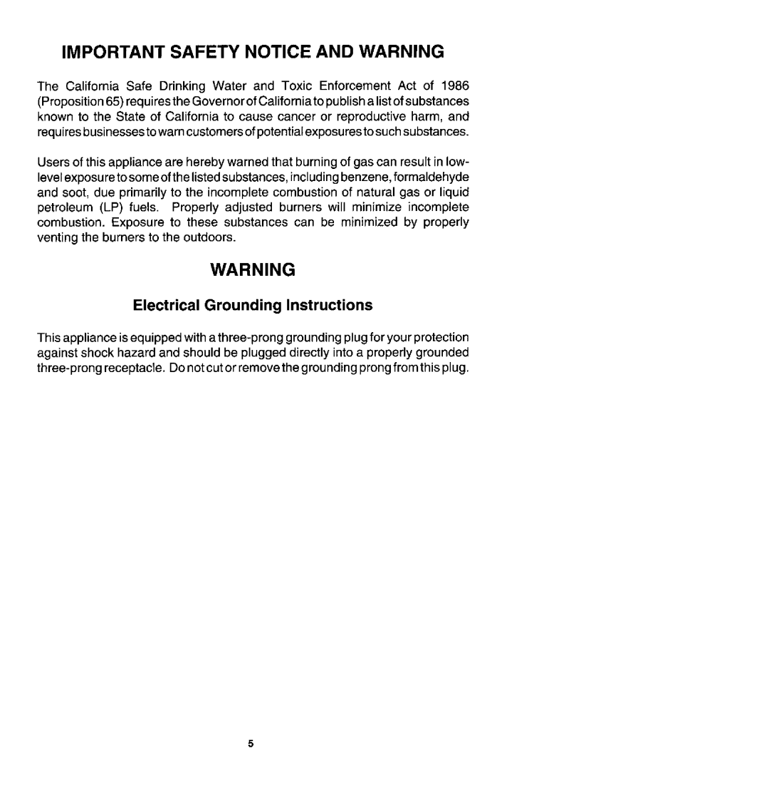 Jenn-Air CVG2420 manual Important Safety Notice And Warning, Electrical Grounding Instructions 