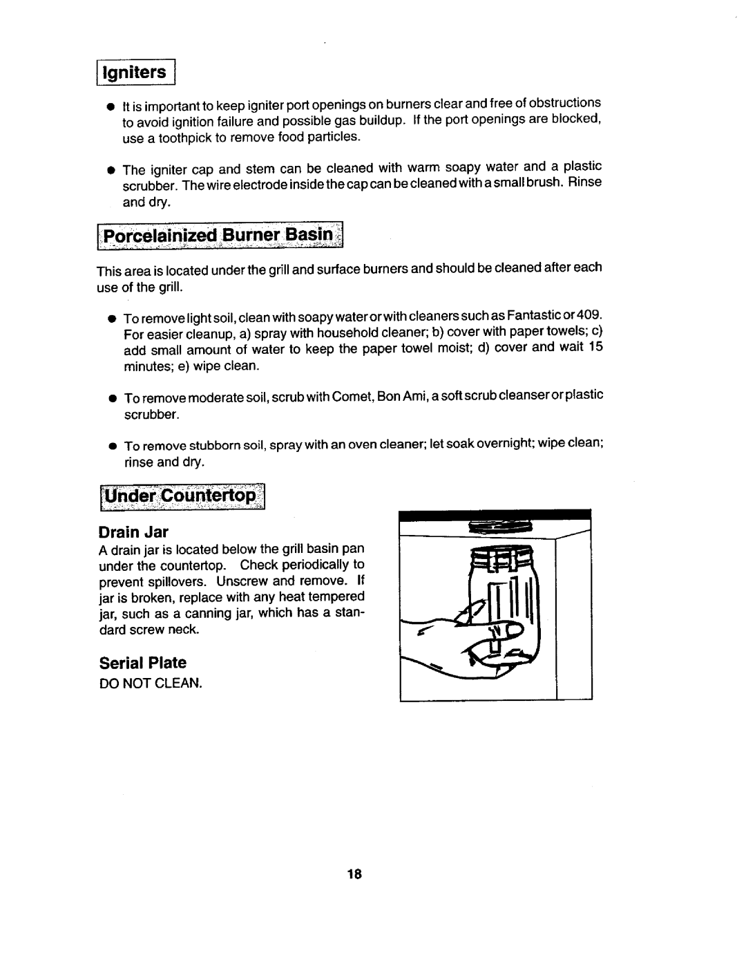 Jenn-Air CVG4380P, JGD8348 manual Drain Jar, Serial Plate 