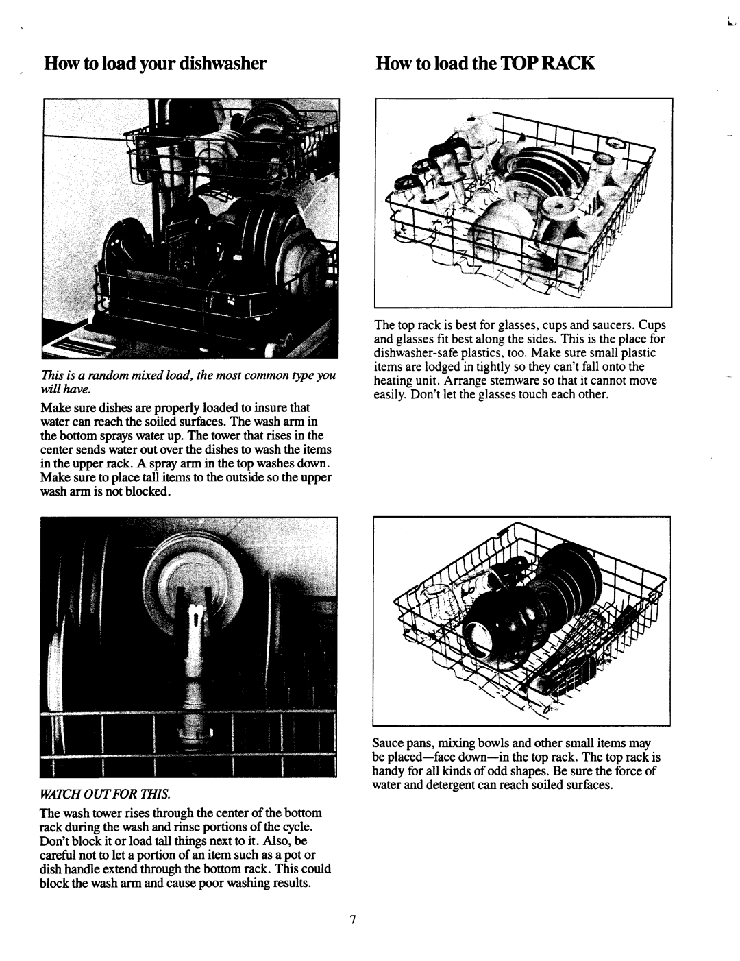 Jenn-Air DU460, DU466 operating instructions How to load your dishwasher 