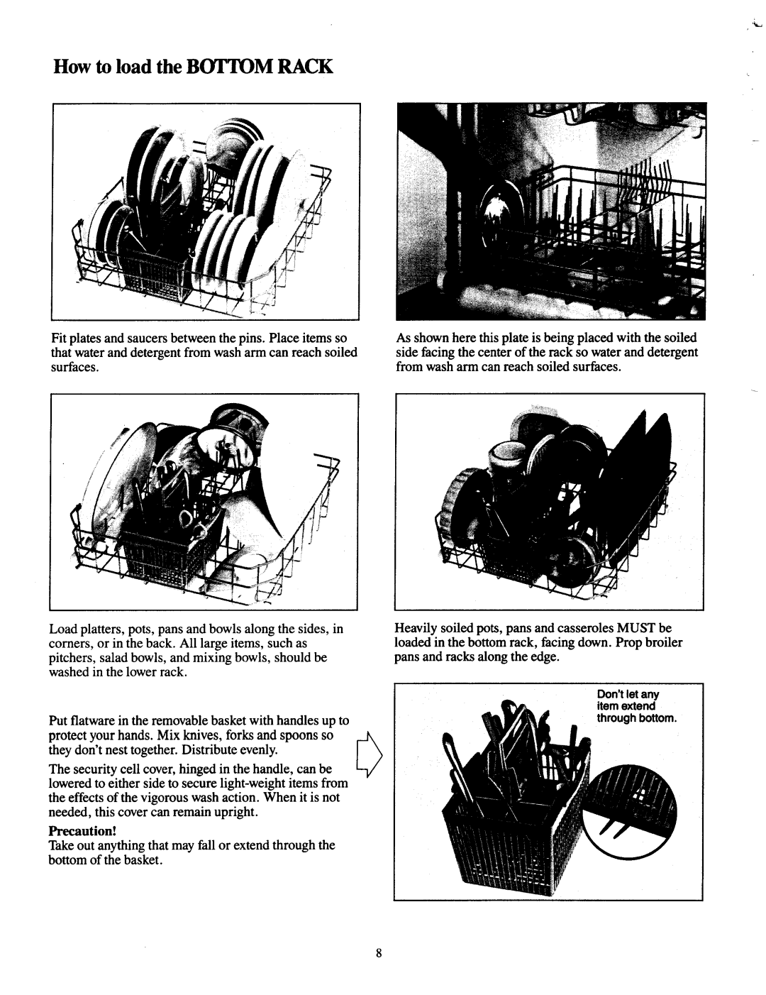 Jenn-Air DU466, DU460 operating instructions How to load the Botim Rack, Throughbottom 