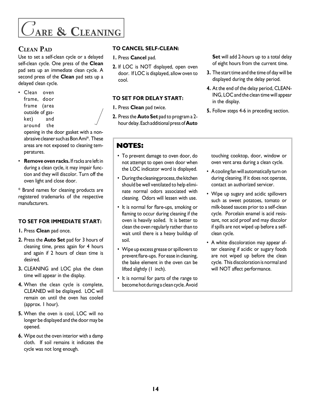 Jenn-Air DUAL-FUEL SLIDE-IN RANGE warranty Care & Cleaning, To Cancel SELF-CLEAN, To SET for Delay Start 