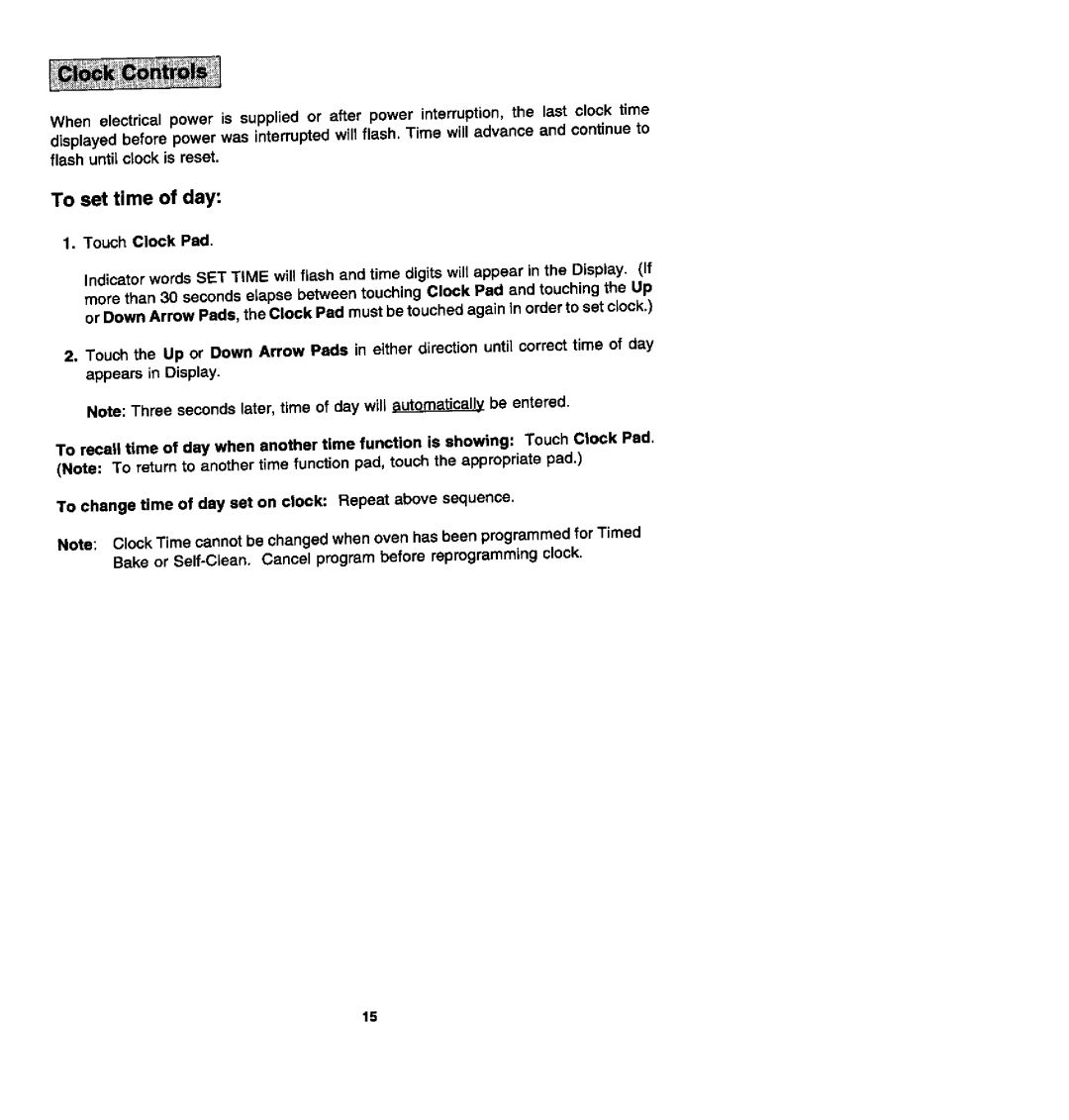 Jenn-Air FCG20100, FCG20510, FCG20500 manual To set time of day 