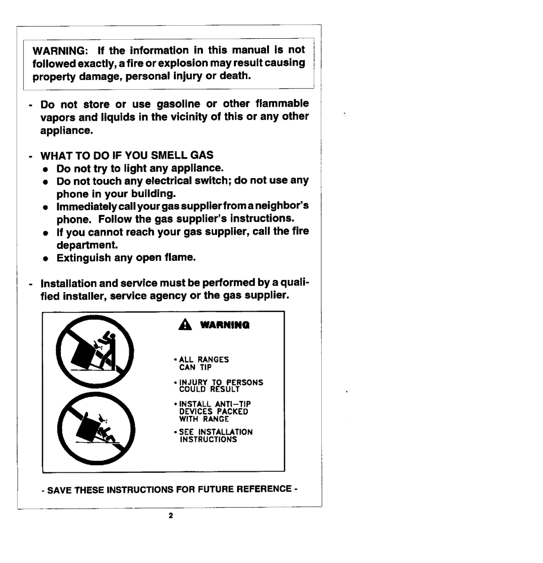 Jenn-Air FCG20500, FCG20100, FCG20510 manual What to do if YOU Smell GAS 