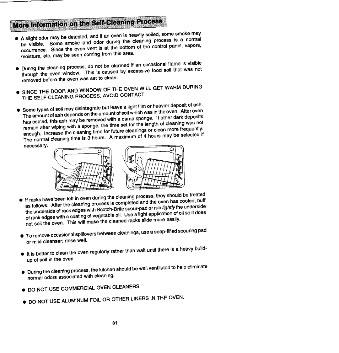 Jenn-Air FCG20510, FCG20100, FCG20500 manual Do Not Use Commercial Oven Cleaners 
