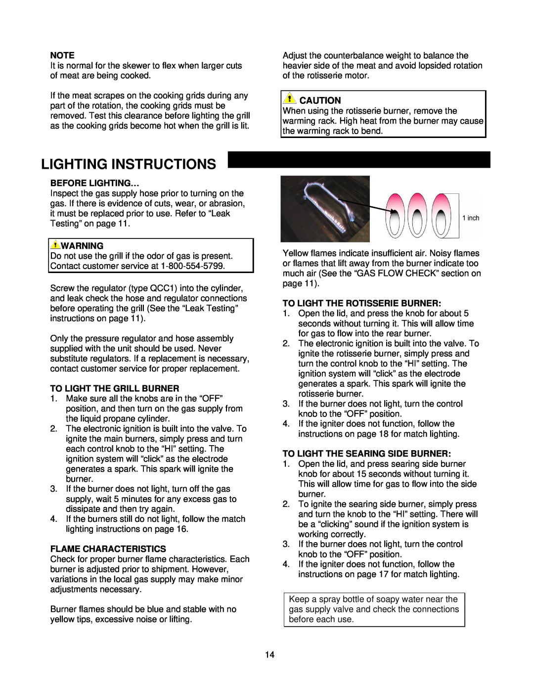 Jenn-Air G18Y07P-02, 720-0511 Lighting Instructions, Before Lighting…, To Light The Grill Burner, Flame Characteristics 