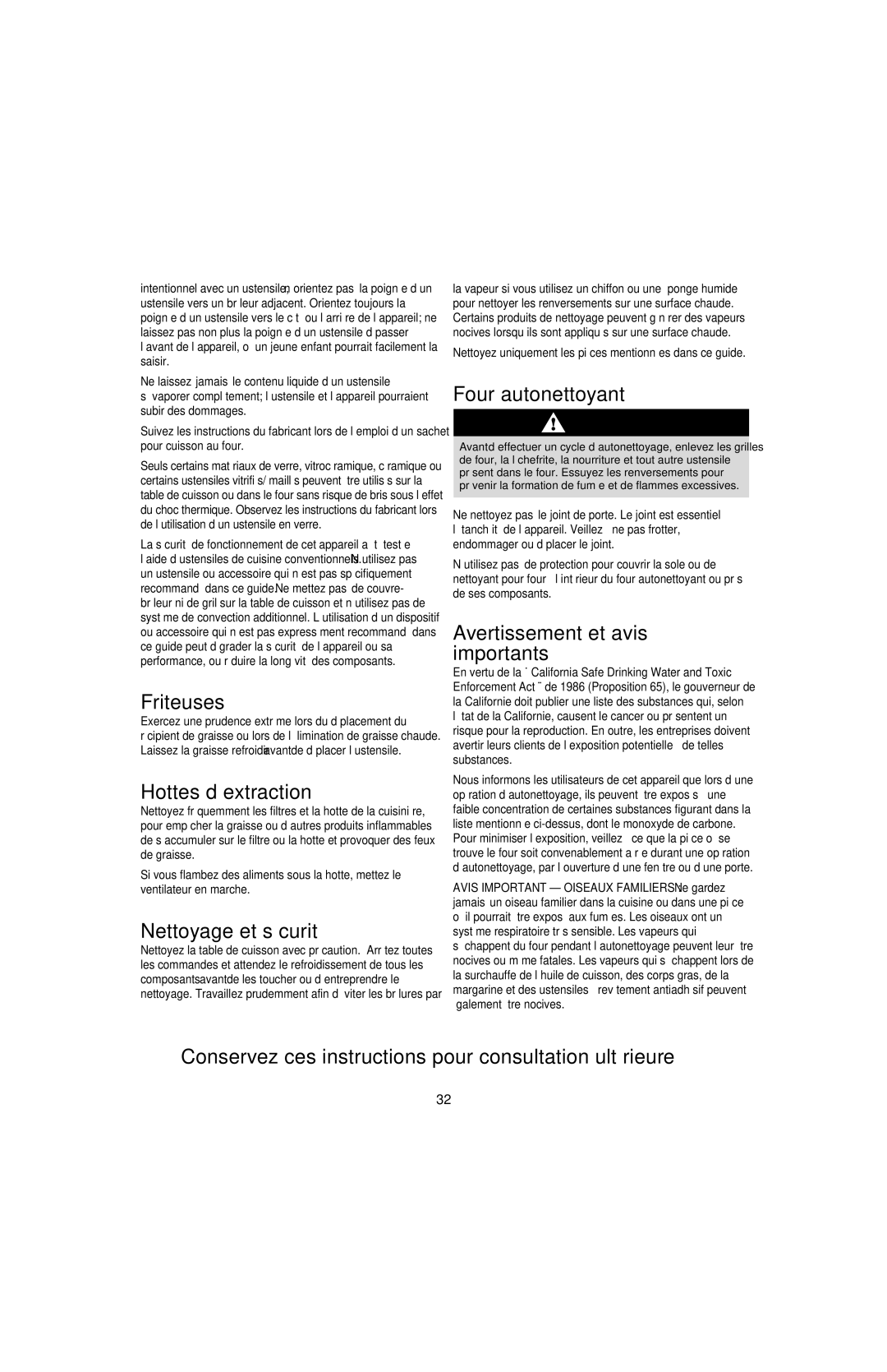 Jenn-Air GAS DOWNDRAFT SLIDE-IN RANGE Friteuses, Hottes d’extraction, Nettoyage et sécurité, Four autonettoyant 