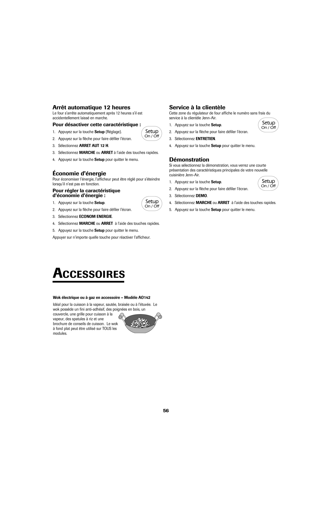 Jenn-Air GAS DOWNDRAFT SLIDE-IN RANGE Accessoires, Arrêt automatique 12 heures, Économie d’énergie, Service à la clientèle 