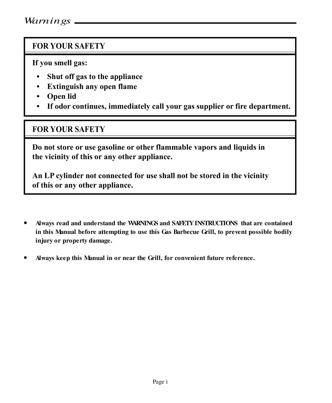 Jenn-Air JA580, JA460 user manual For Your Safety 