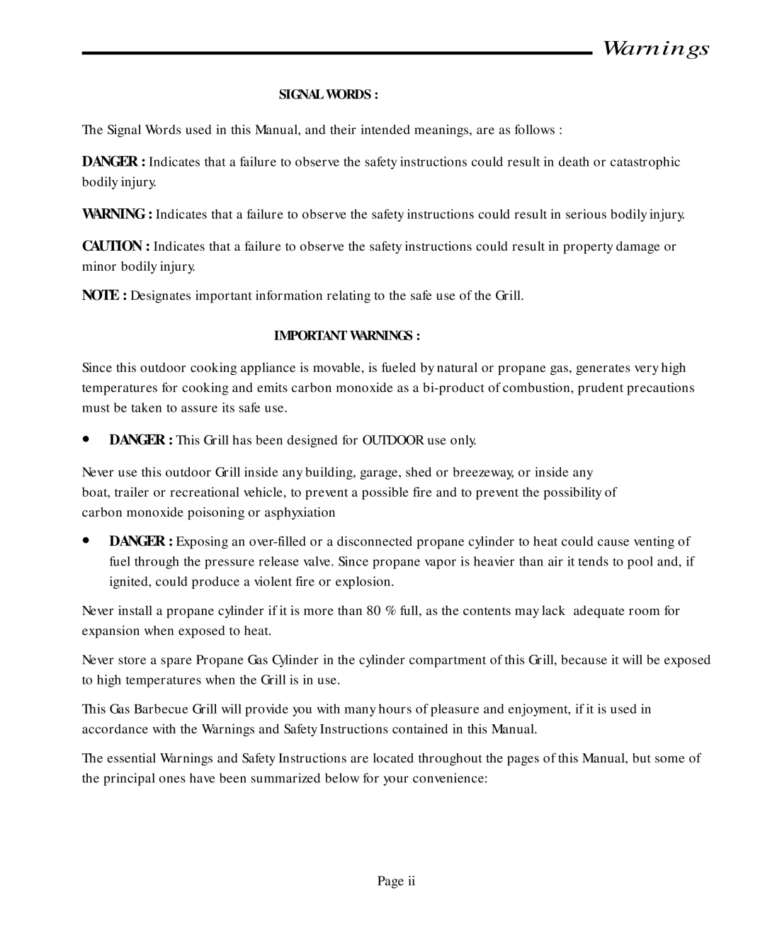 Jenn-Air JA460, JA580 user manual Signal Words 