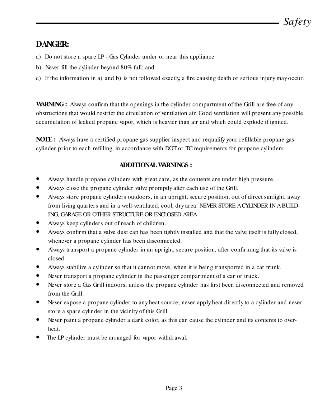 Jenn-Air JA460, JA580 user manual Additional Warnings 