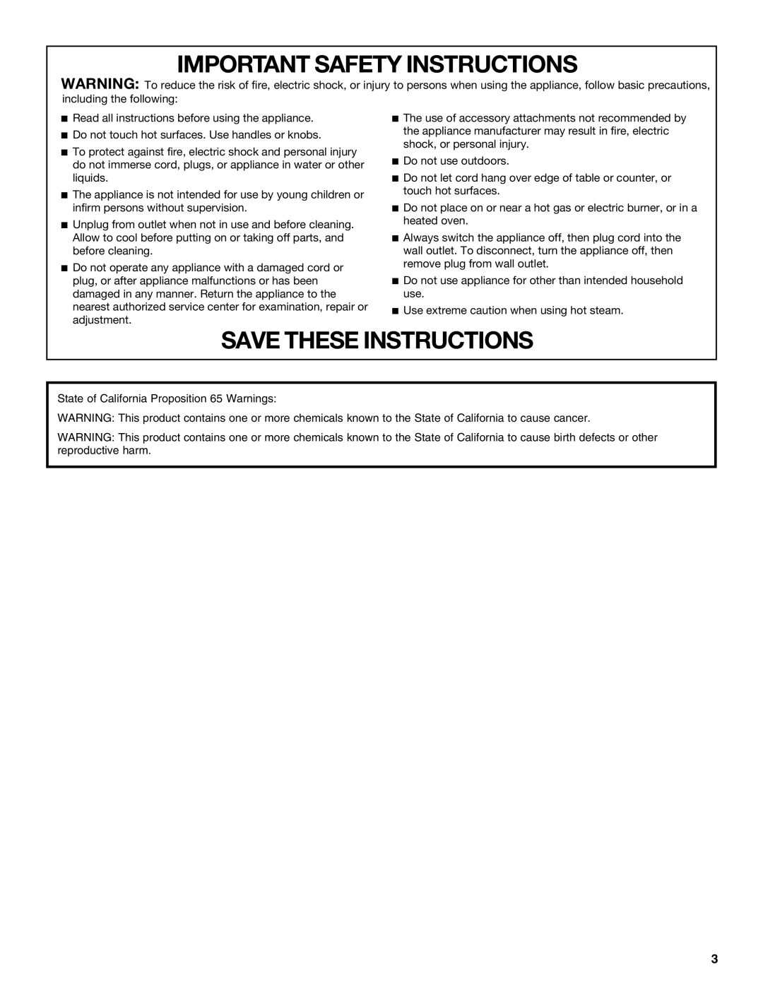 Jenn-Air JBC7624BS manual Important Safety Instructions, Save These Instructions 