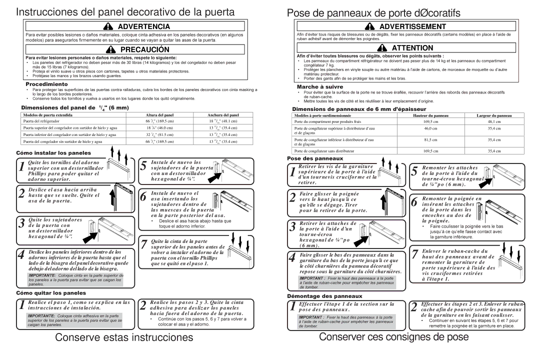 Jenn-Air JCD2292KTW, JCD2292KTB dimensions Conserve estas instrucciones Conserver ces consignes de pose 