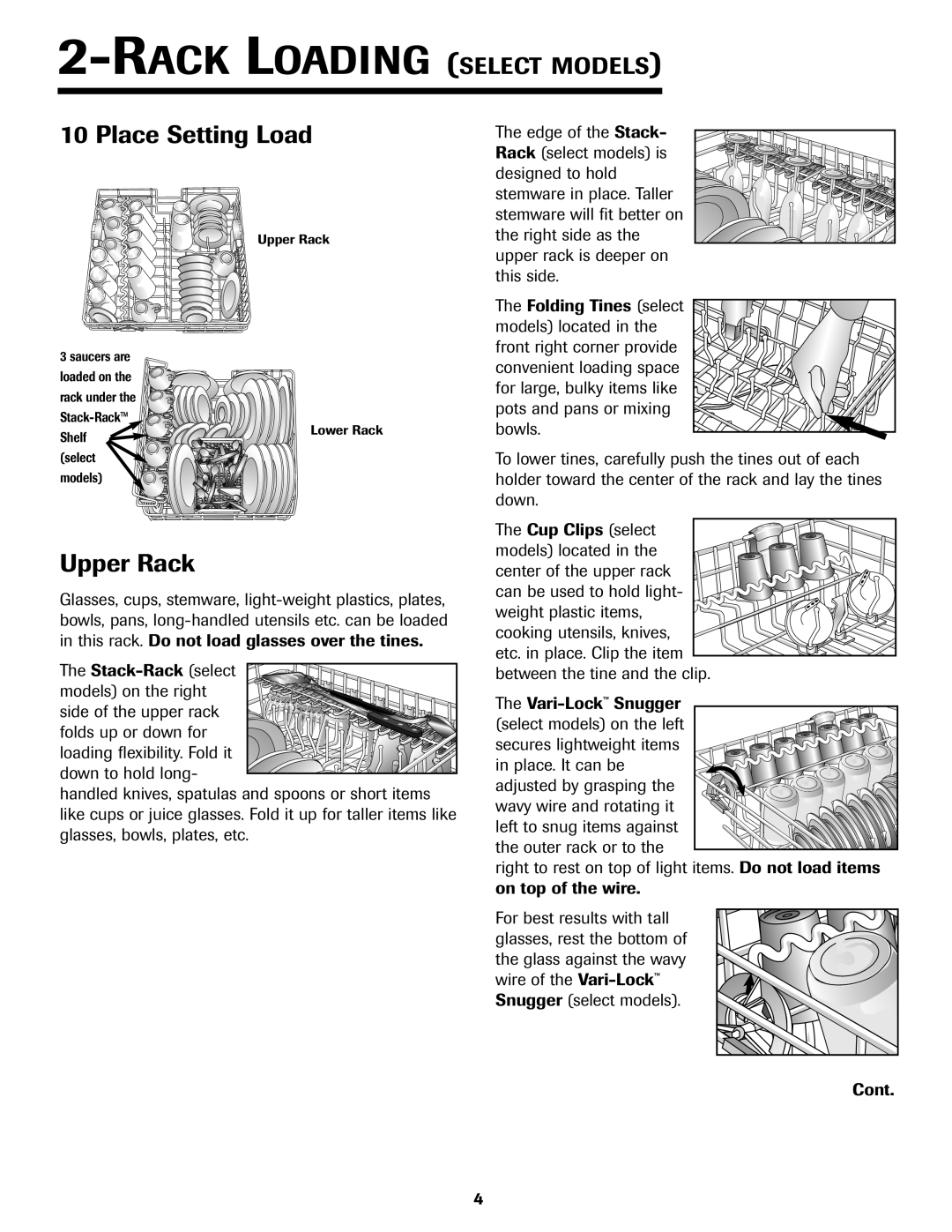 Jenn-Air JDB-5 warranty Place Setting Load, Upper Rack 