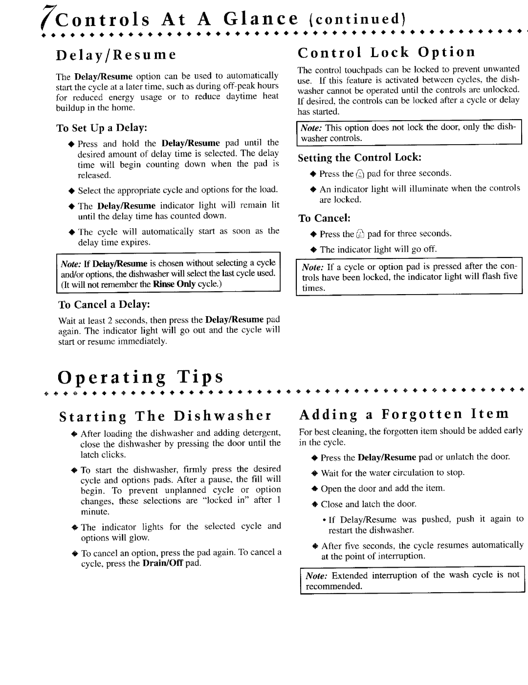 Jenn-Air JDB8910, JDB9910 warranty Controls At a Glance, Operating Tips 