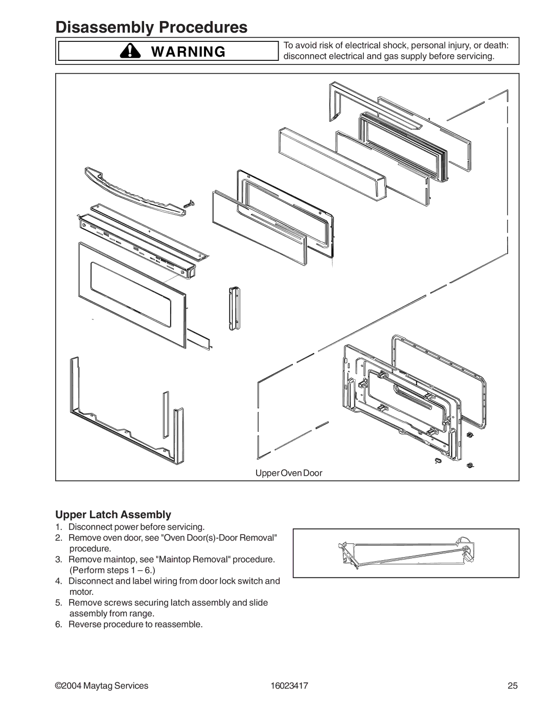 Jenn-Air JDR8895AAB/S/W, JDR8895ACS/W manual Upper Latch Assembly 