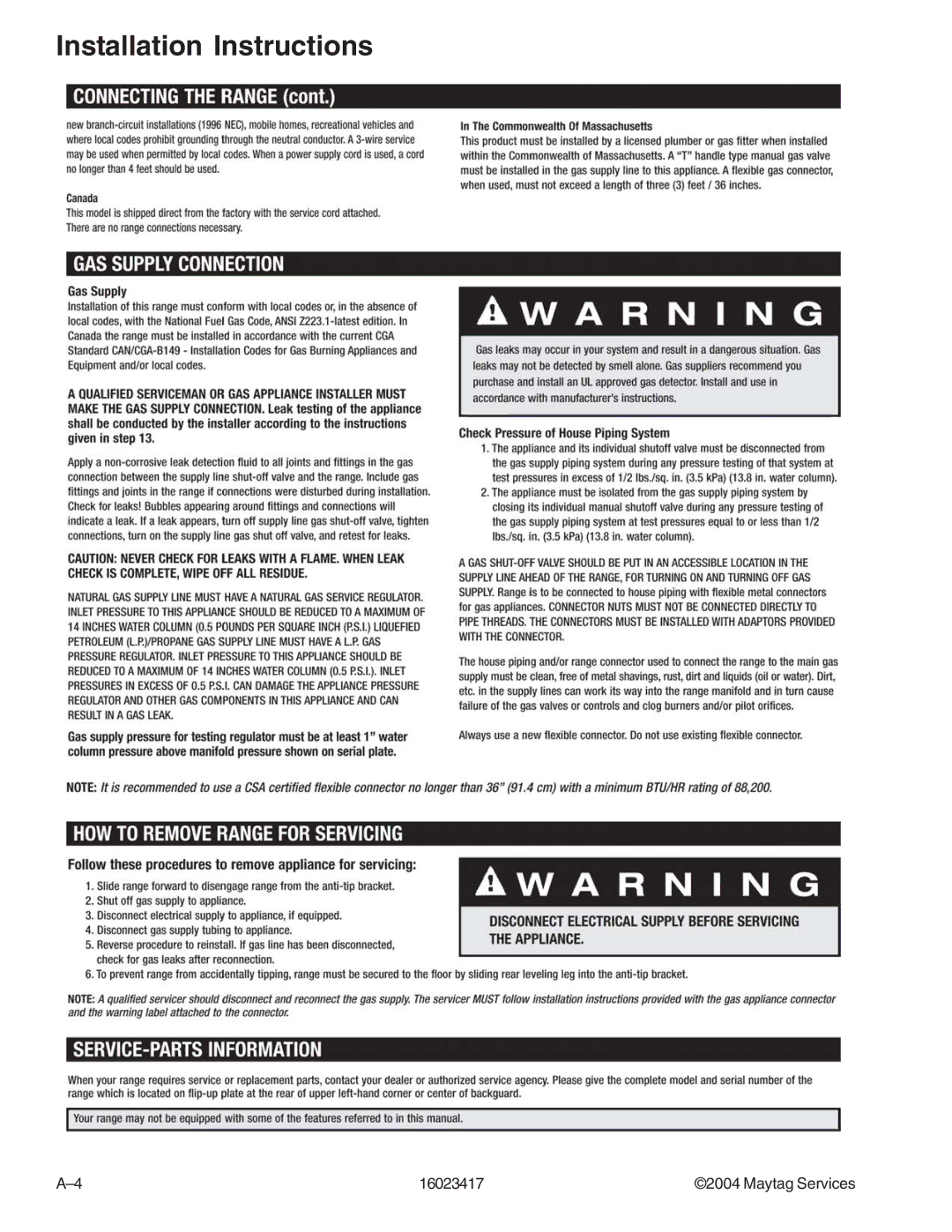 Jenn-Air JDR8895ACS/W, JDR8895AAB/S/W manual Installation Instructions 