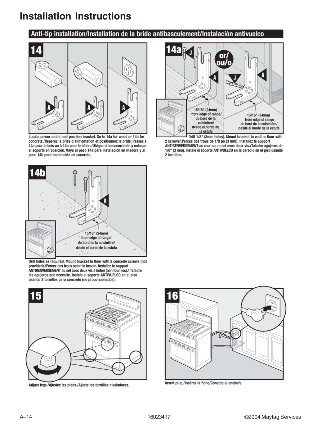 Jenn-Air JDR8895ACS/W, JDR8895AAB/S/W manual Installation Instructions 