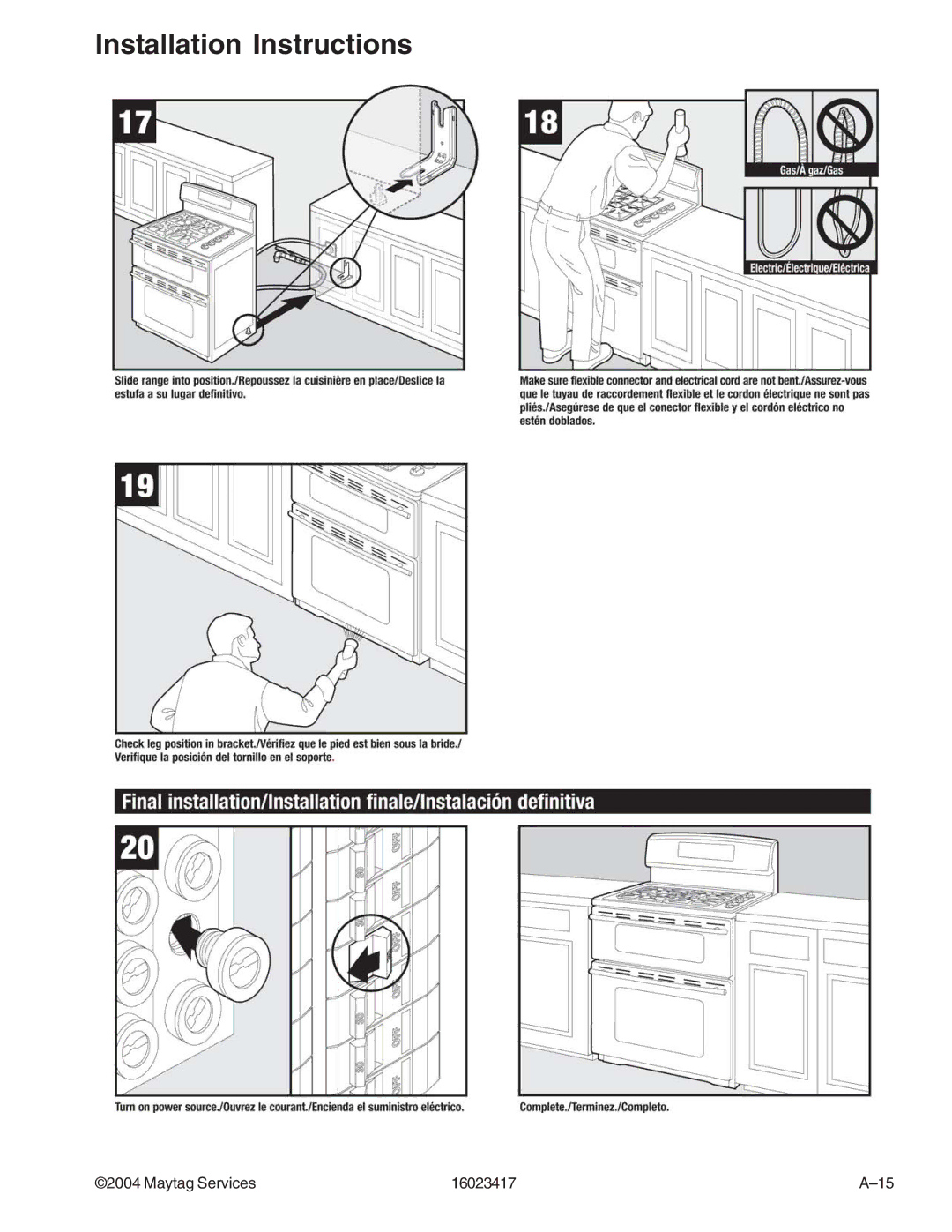 Jenn-Air JDR8895AAB/S/W, JDR8895ACS/W manual Installation Instructions 