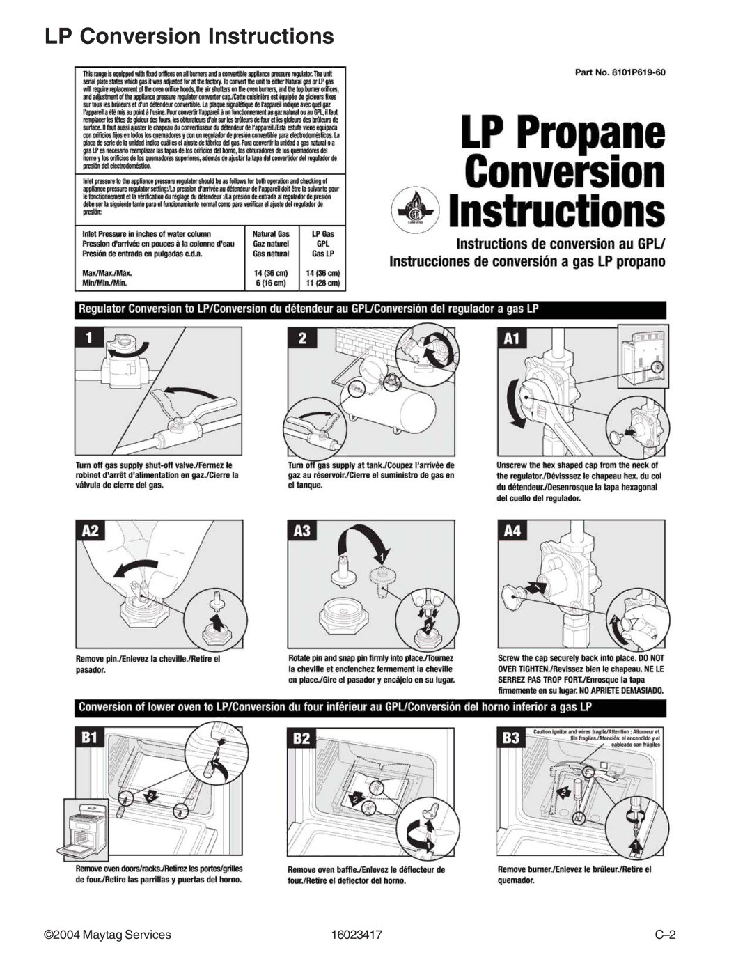 Jenn-Air JDR8895AAB/S/W, JDR8895ACS/W manual LP Conversion Instructions 