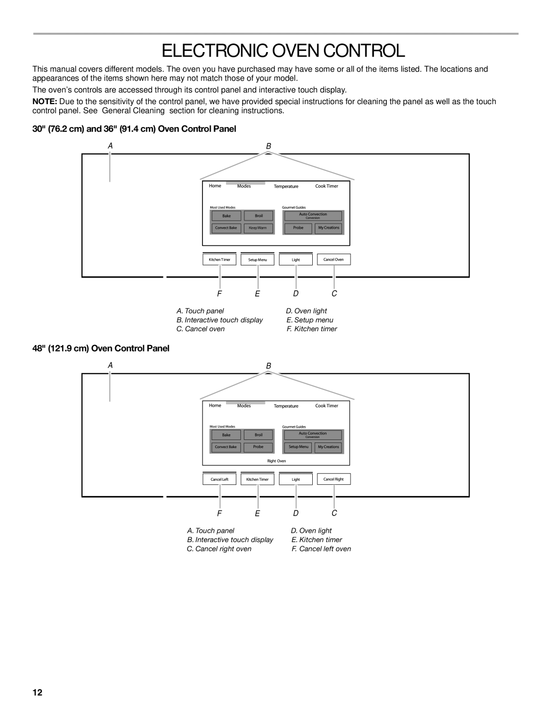 Jenn-Air JDRP430 Electronic Oven Control, 30 76.2 cm and 36 91.4 cm Oven Control Panel, 48 121.9 cm Oven Control Panel 