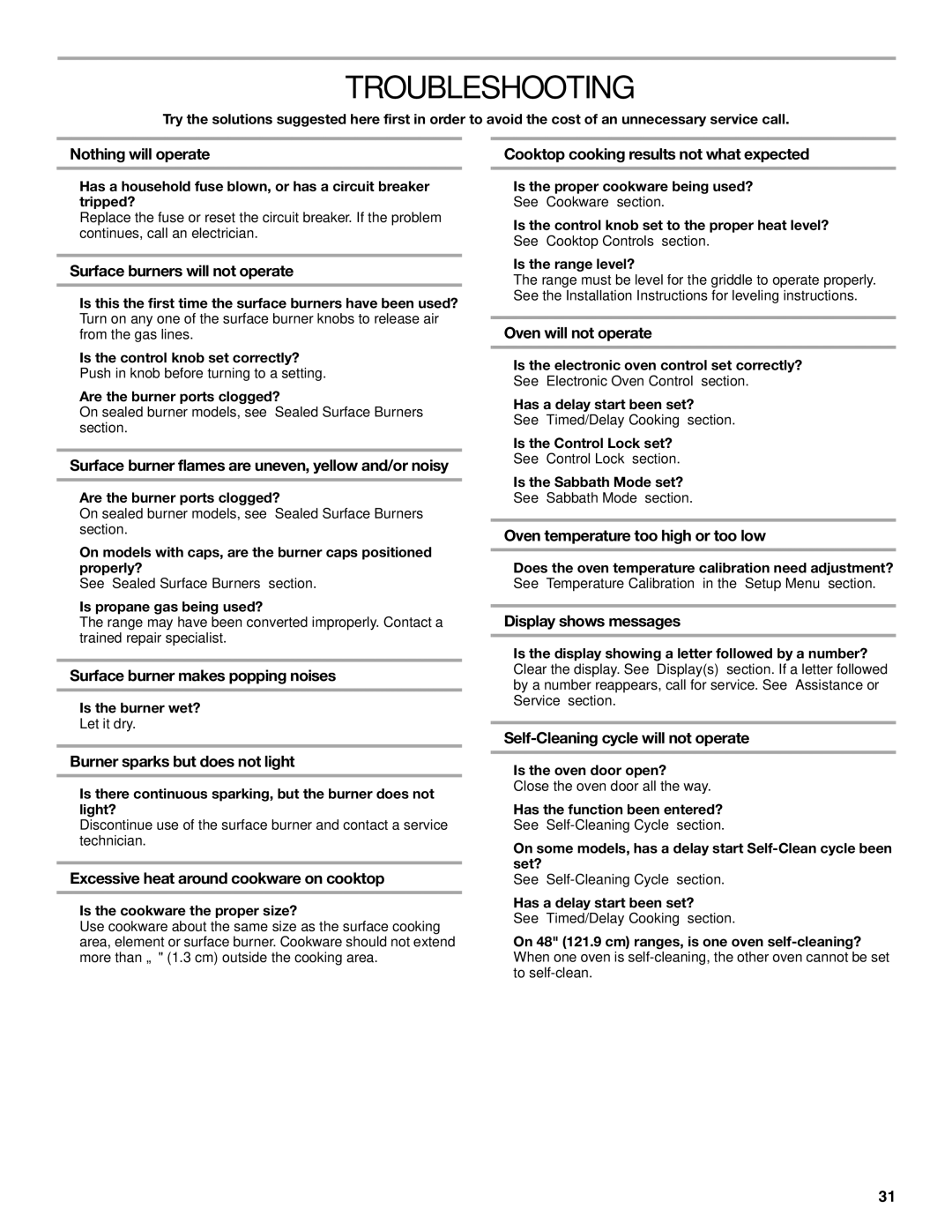 Jenn-Air JDRP430 manual Troubleshooting 