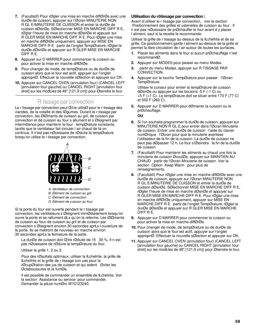 Jenn-Air JDRP430 manual Rôtissage par convection, Utilisation du rôtissage par convection 