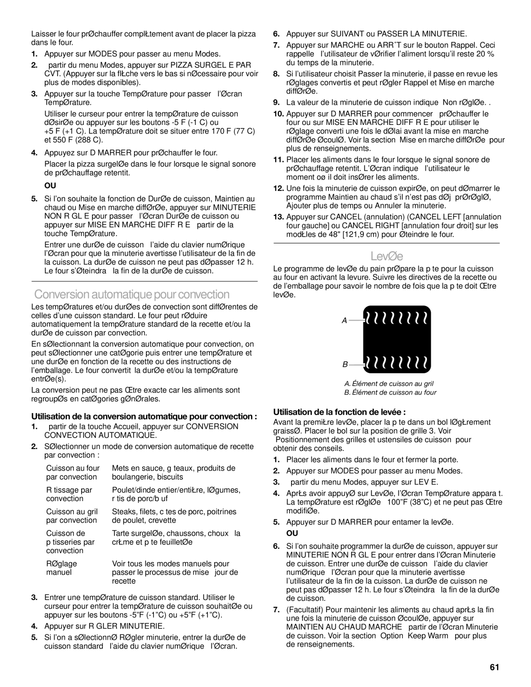 Jenn-Air JDRP430 Conversion automatique pour convection, Levée, Utilisation de la conversion automatique pour convection 