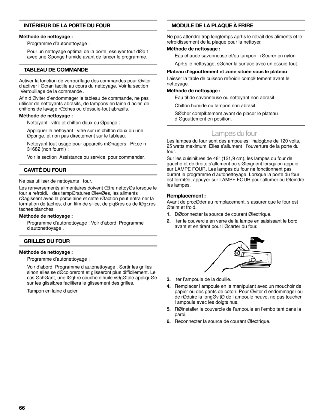 Jenn-Air JDRP430 manual Lampes du four 