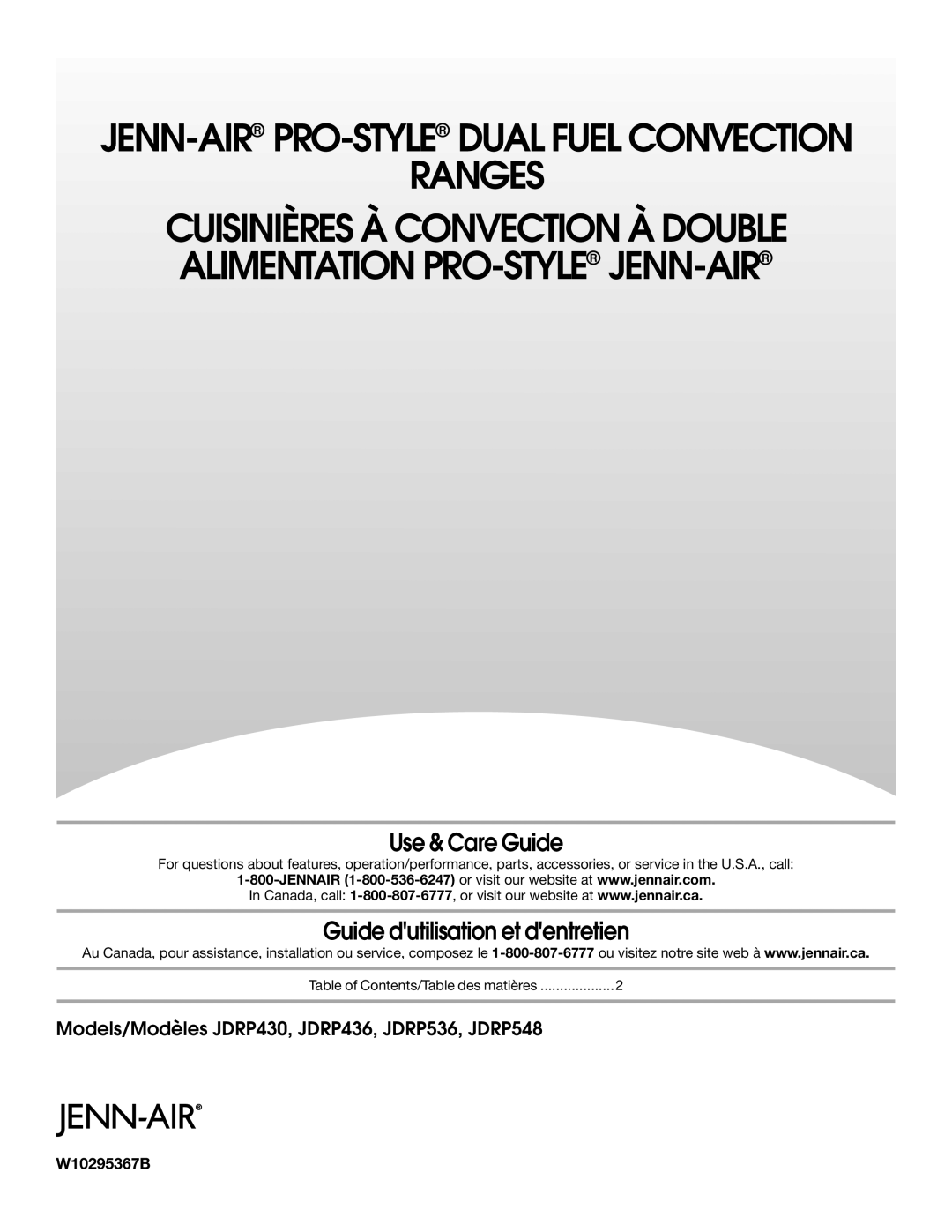 Jenn-Air JDRP430 manual Cuisinières À Convection À Double Alimentation Pro-Style Jenn-Air, Use & Care Guide, Ranges 
