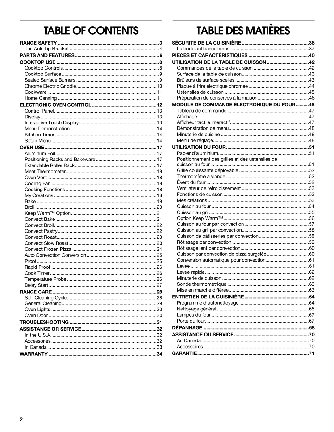 Jenn-Air JDRP430, JDRP436, JDRP536, JDRP548 manual Table DES Matières 