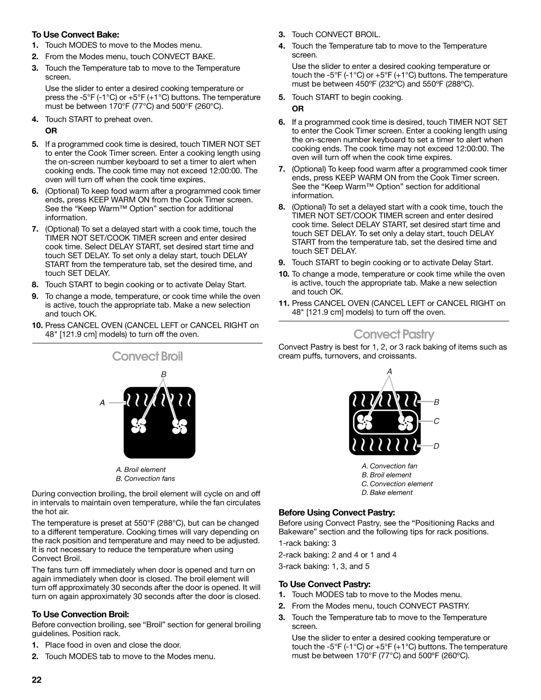 Jenn-Air JDRP430, JDRP436, JDRP536, JDRP548 manual Convect Broil, Convect Pastry 