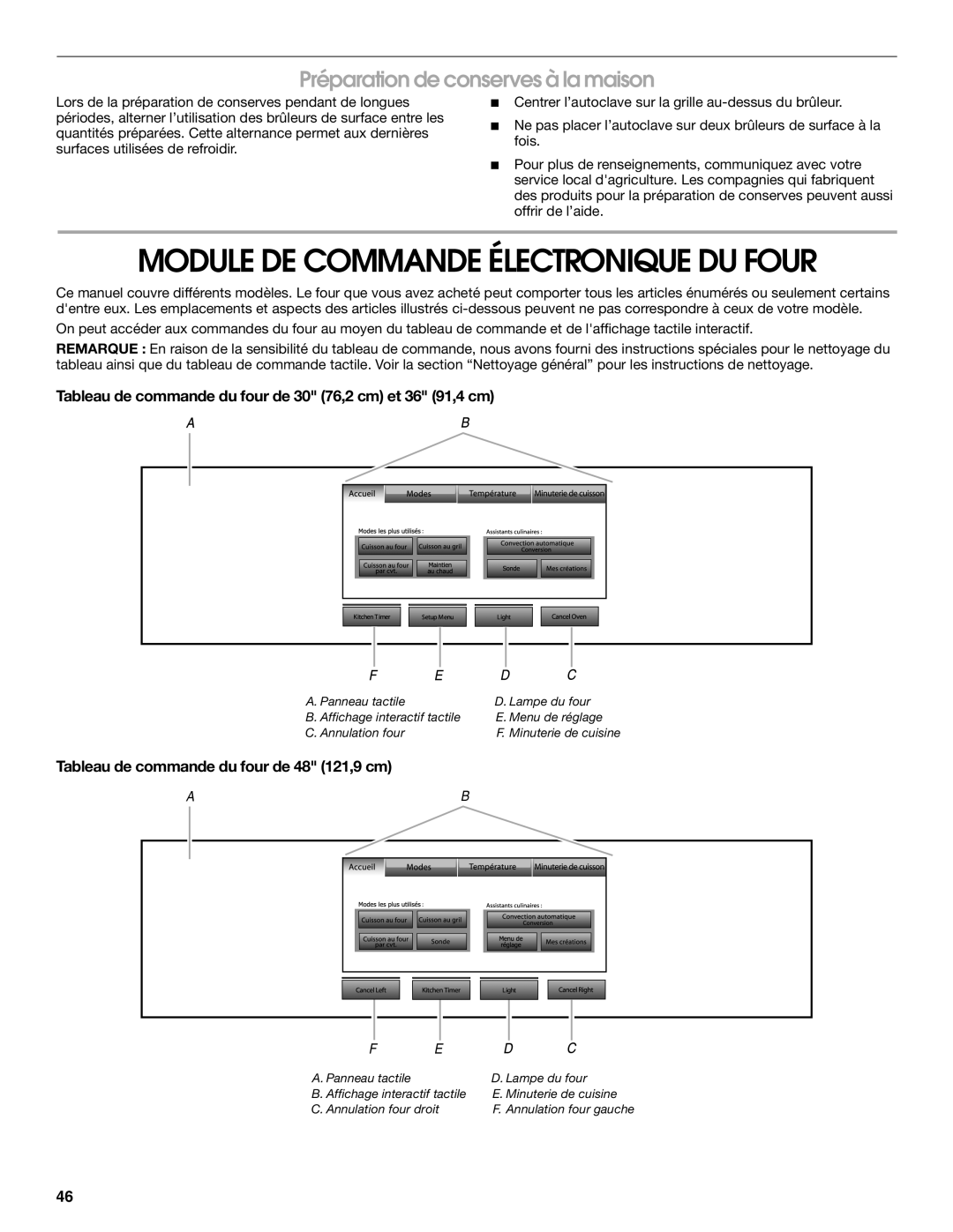 Jenn-Air JDRP430, JDRP436, JDRP536, JDRP548 Module DE Commande Électronique DU Four, Préparation de conserves à la maison 