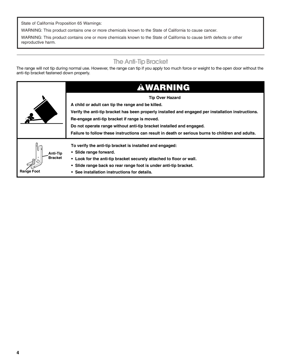 Jenn-Air JDS8860 manual Anti-Tip Bracket 