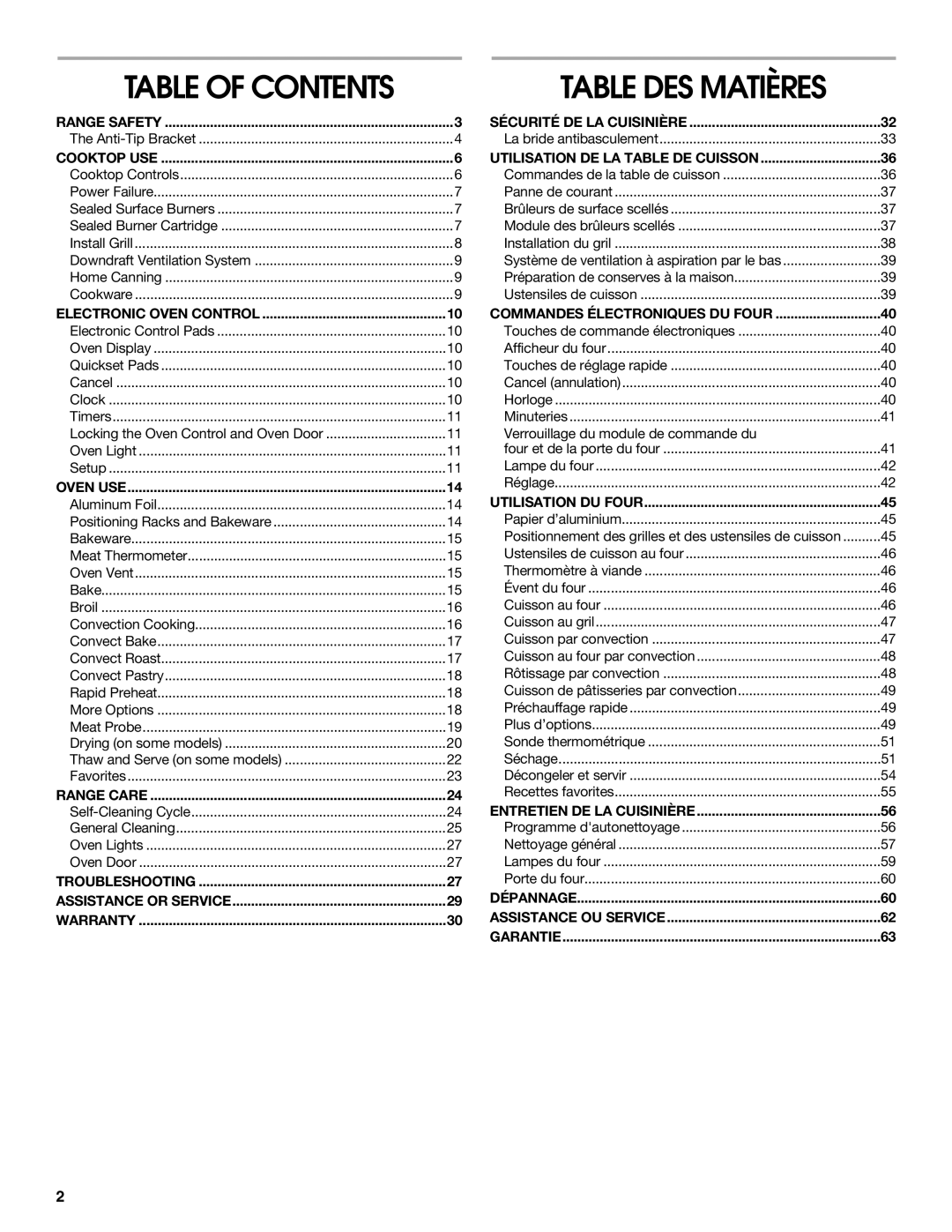 Jenn-Air JDS9865 manual Table DES Matières 