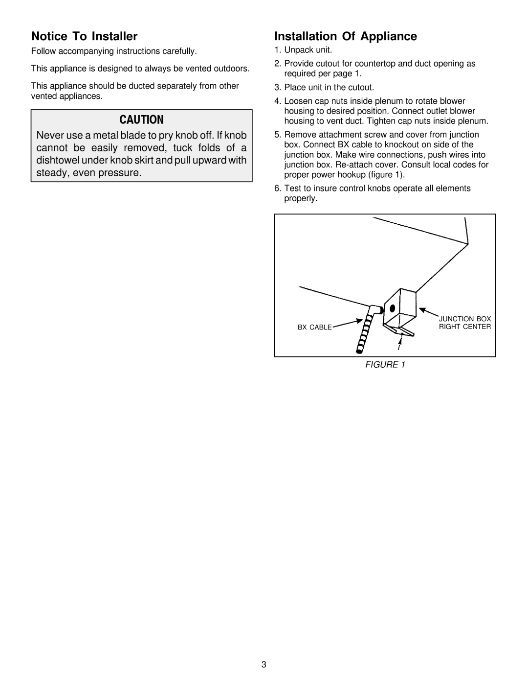 Jenn-Air JED8430 installation instructions Installation Of Appliance 