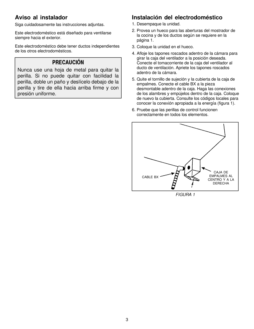 Jenn-Air JED8430 installation instructions Aviso al instalador, Instalación del electrodoméstico 