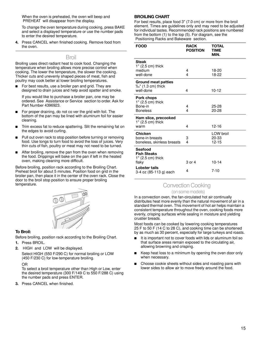 Jenn-Air JES9860, JES9750 manual Convection Cooking, To Broil, Broiling Chart, Food Rack Total Position Time MIN 