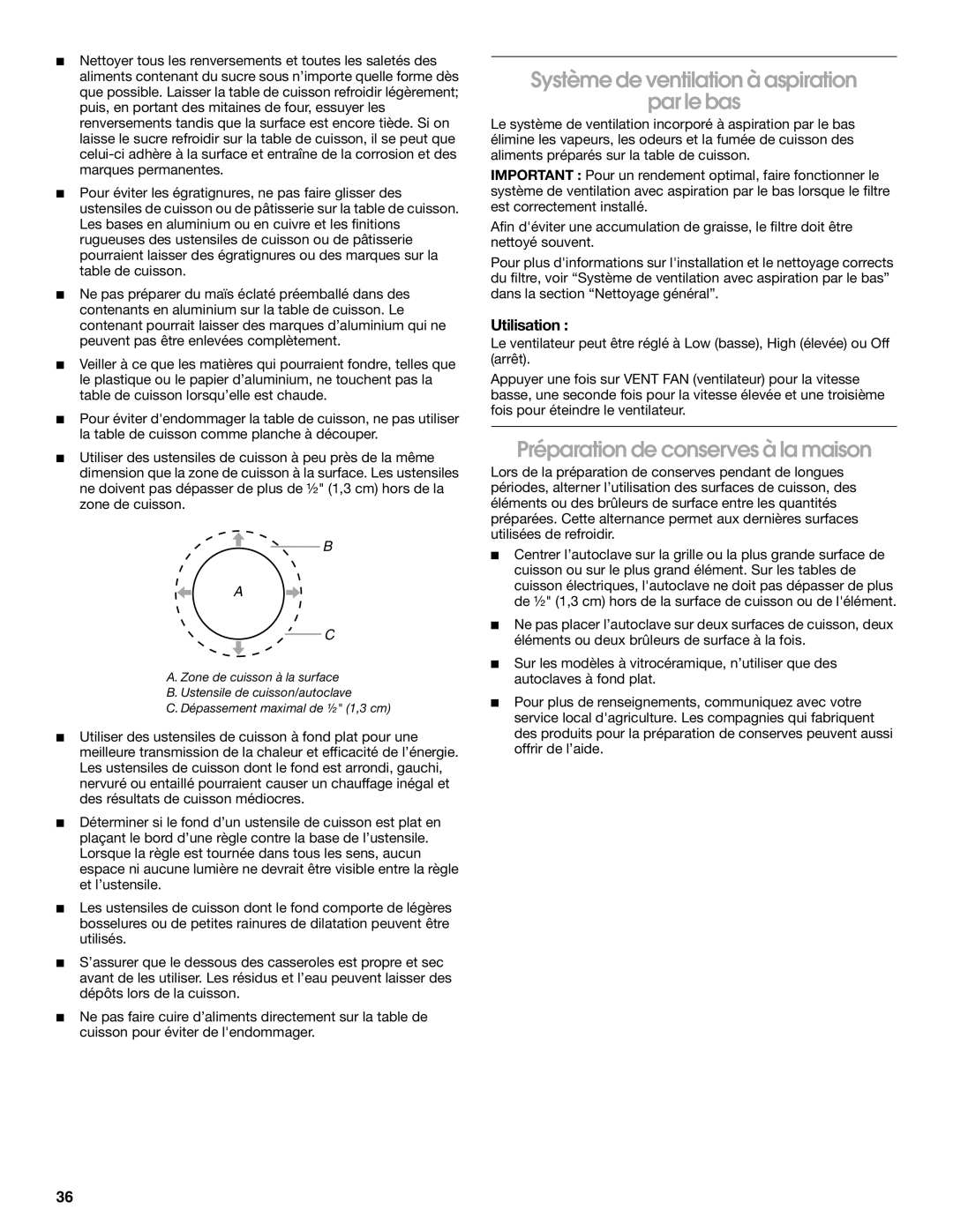 Jenn-Air JES9900, JES9800 manual Système de ventilation à aspiration Par le bas, Préparation de conserves à la maison 