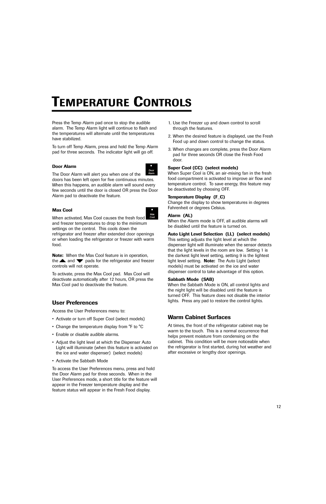 Jenn-Air JFC2089HEP, JFC2089HES important safety instructions User Preferences 