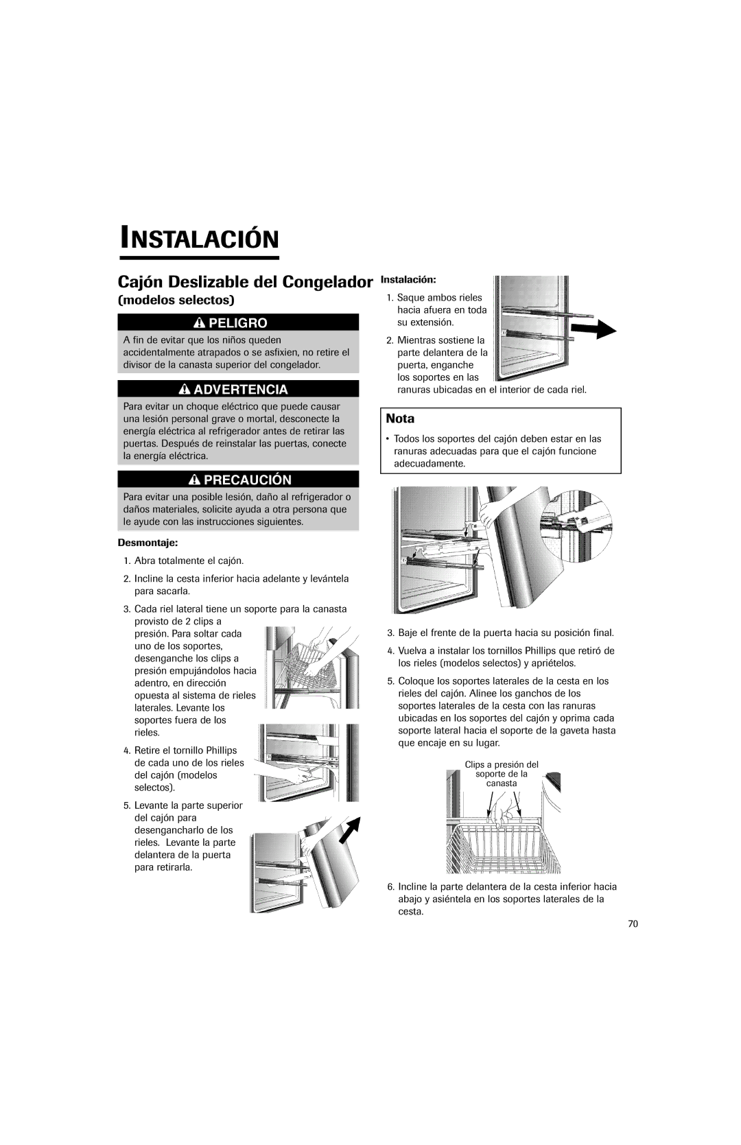 Jenn-Air JFC2089HEP, JFC2089HES important safety instructions Cajón Deslizable del Congelador, Modelos selectos 