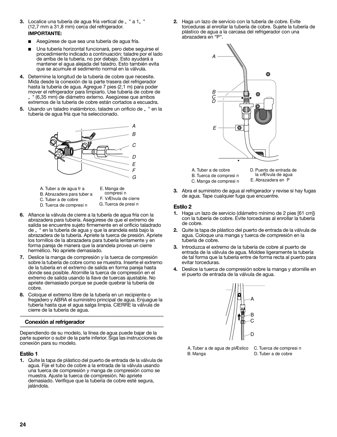 Jenn-Air JFC2089WEM installation instructions Conexión al refrigerador, Estilo 