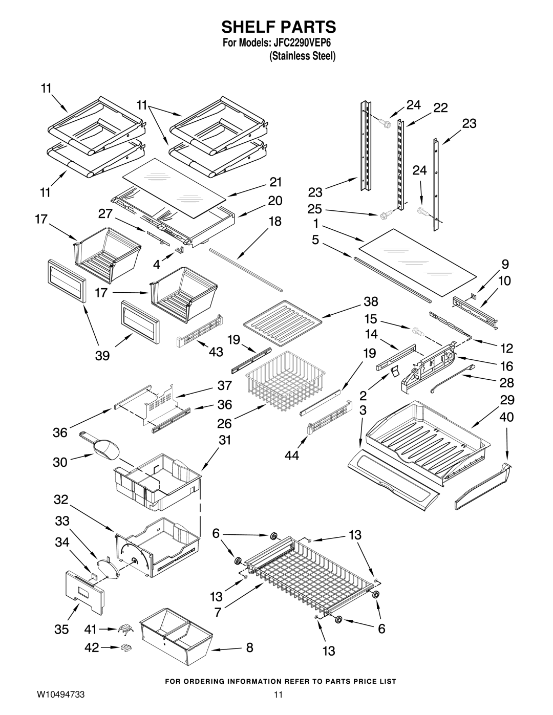 Jenn-Air JFC2290VEP6 manual Shelf Parts 