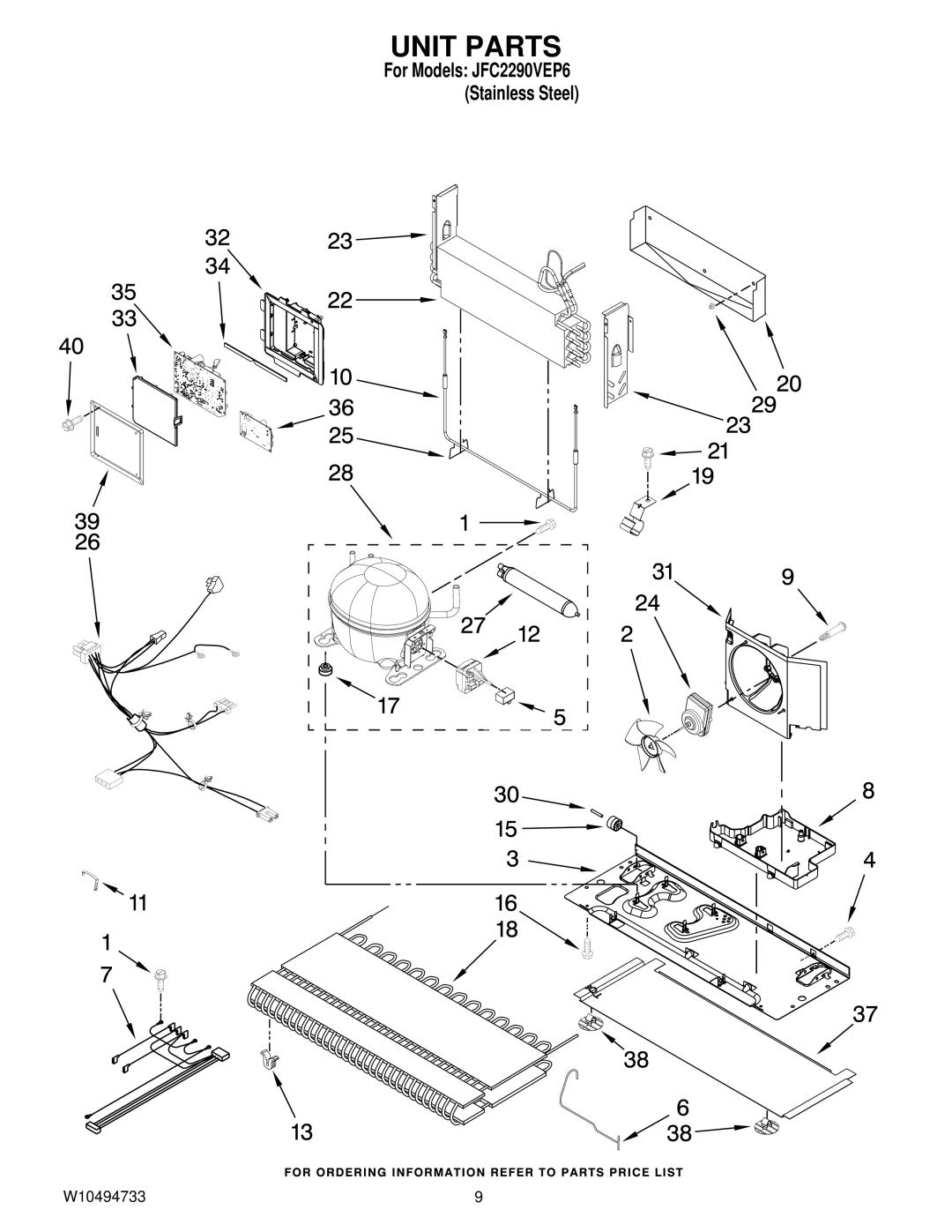 Jenn-Air JFC2290VEP6 manual Unit Parts 