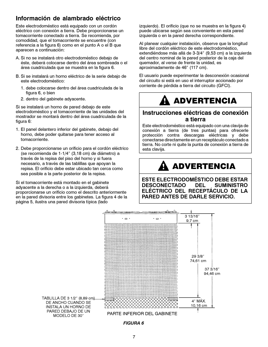 Jenn-Air JGC1430 & JGC1536 Información de alambrado eléctrico, Instrucciones eléctricas de conexión Tierra 