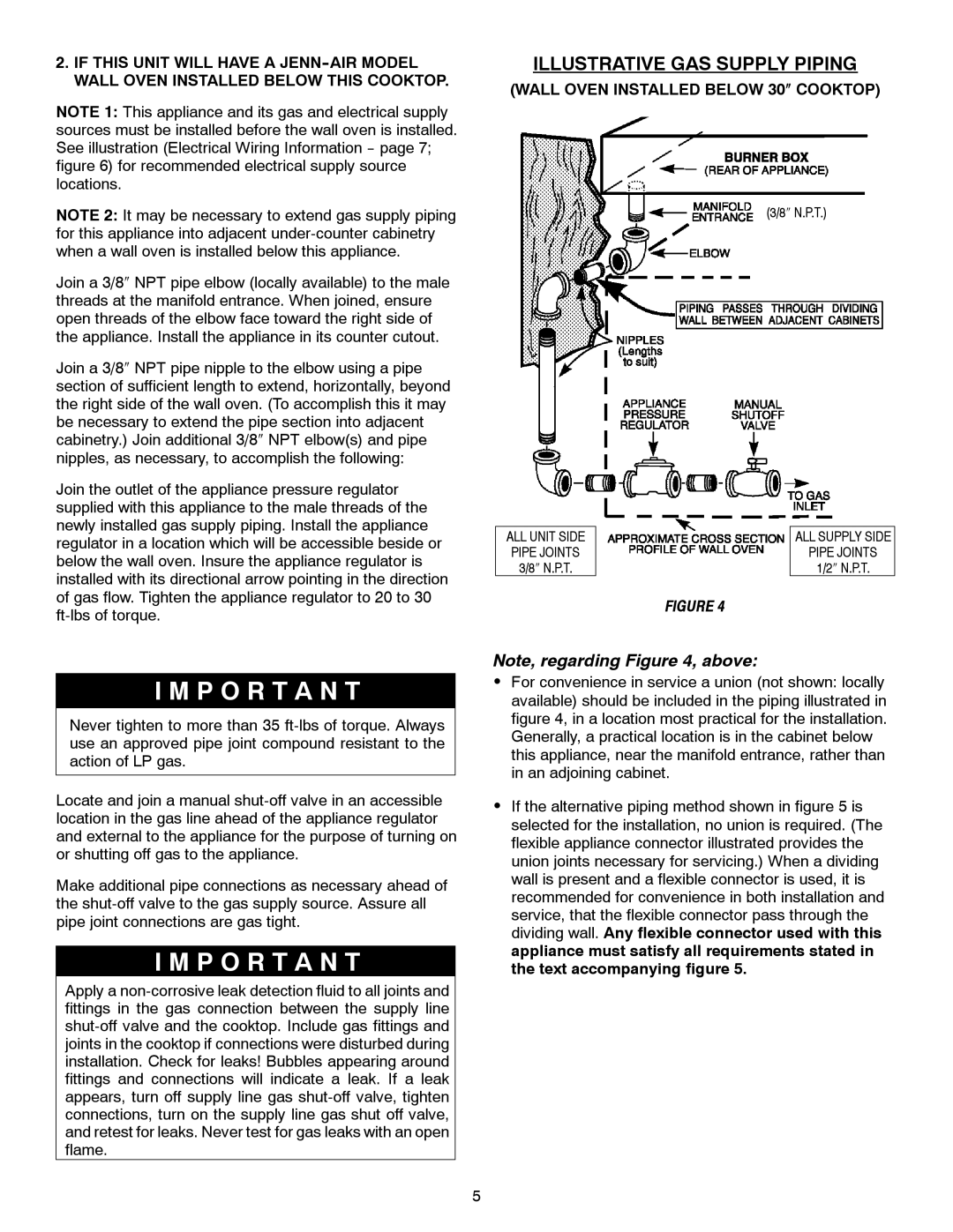 Jenn-Air JGC1430 & JGC1536 installation manual Wall Oven Installed below 30″ Cooktop 