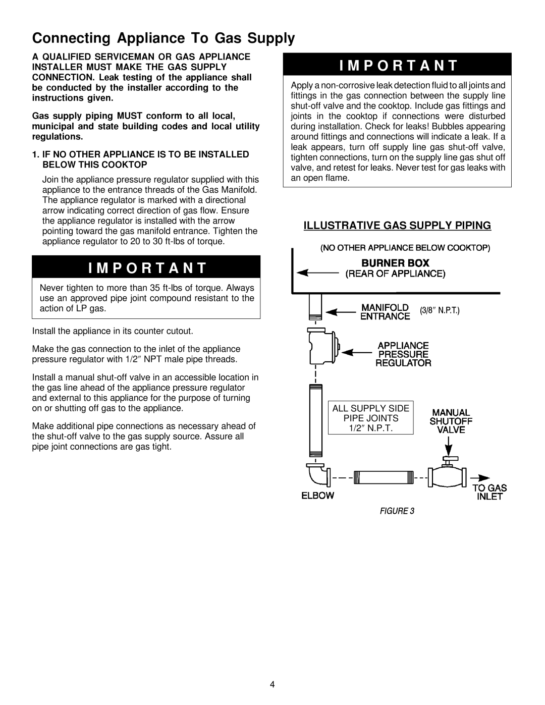 Jenn-Air JGC9430, JGC9536 installation manual Connecting Appliance To Gas Supply, Illustrative GAS Supply Piping 