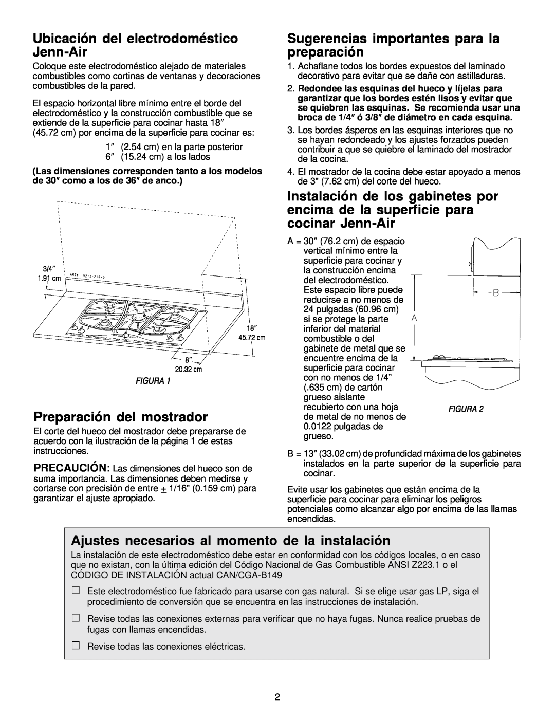 Jenn-Air JGC9536, JGC9430 installation manual Ubicación del electrodoméstico Jenn-Air, Preparación del mostrador, Figura 